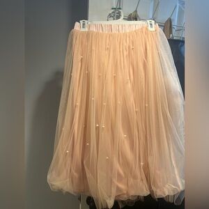 Francesca's Collections Blush Tulle Midi Skirt